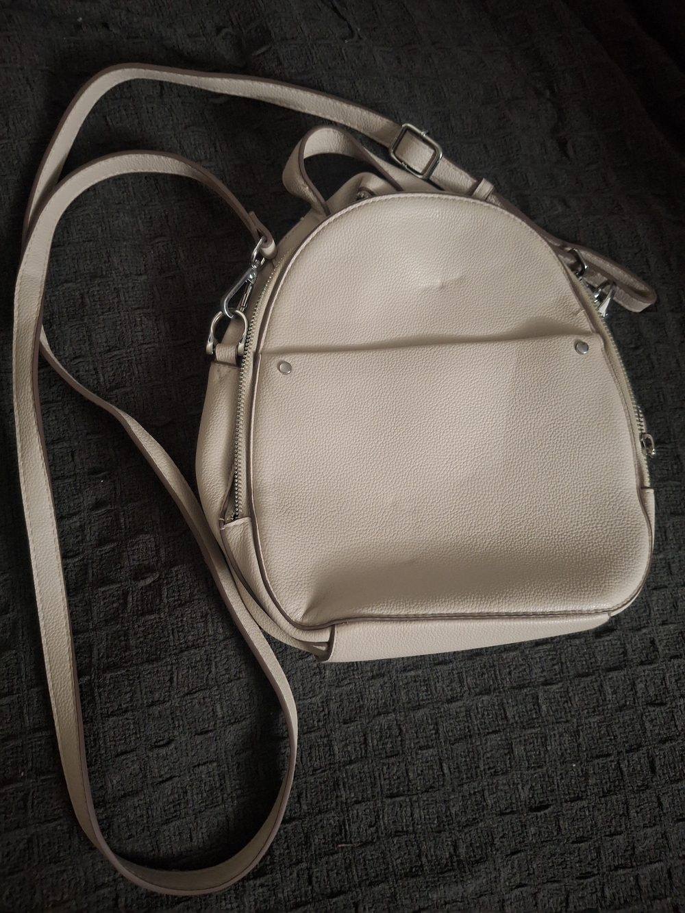 a new day Beige Pebbled Mini Backpack Crossbody